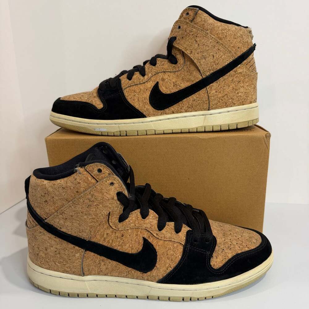 Nike SB Dunk High Premium ‘Cork’ 2015 Black Tan Shoes Mens Size 10 - 313171-026